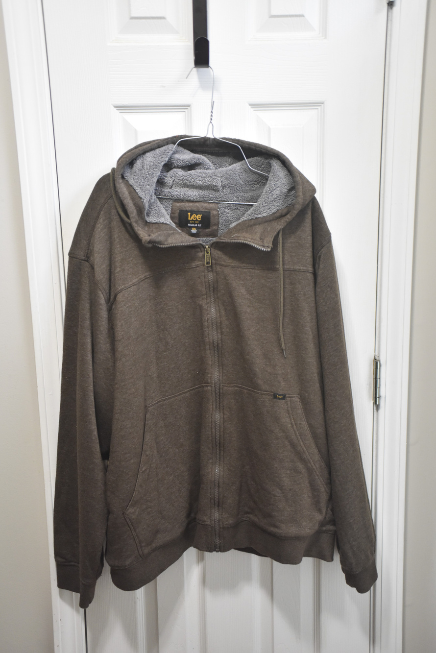 Lee Fleece Lined Zip Hoodie Brown Gray Size XXL LSC424